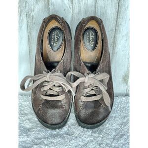 Clarks Artisan Lace Up Brown Leather Sneakers Size 6 M